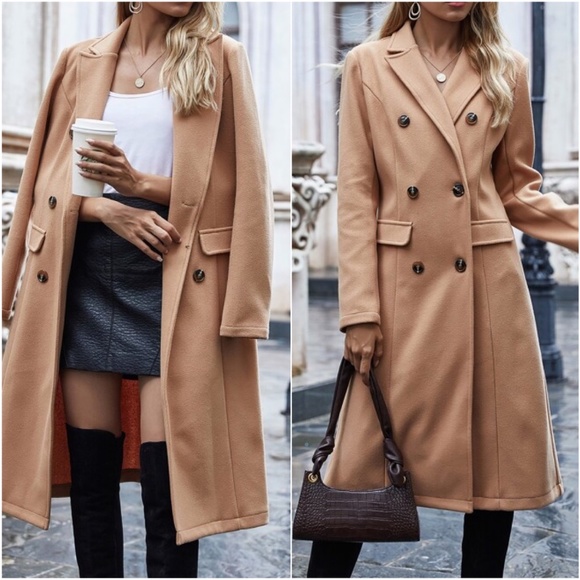 Bellanblue Jackets & Blazers - Camel Tan Button up Trench Coat Jacket Classic